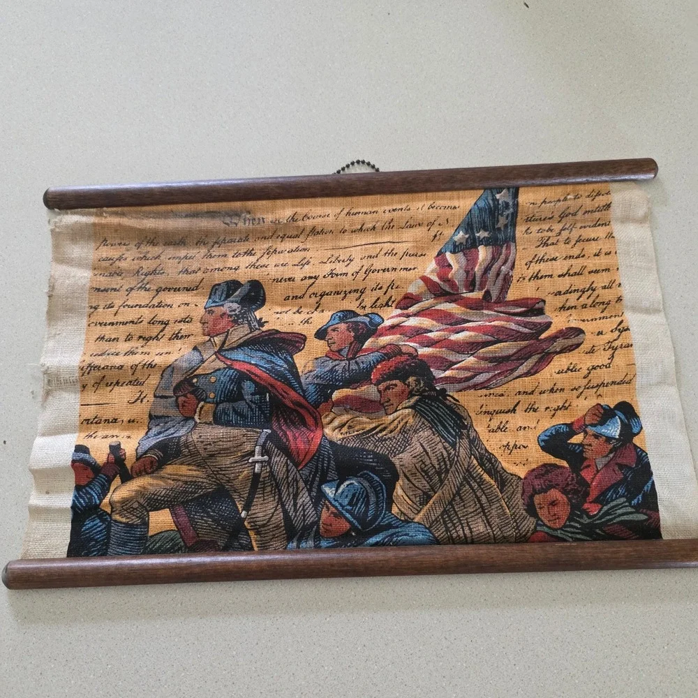 Burlap Wall Hanging Tapestry Scroll 17 American Washington Declaration Patriotic